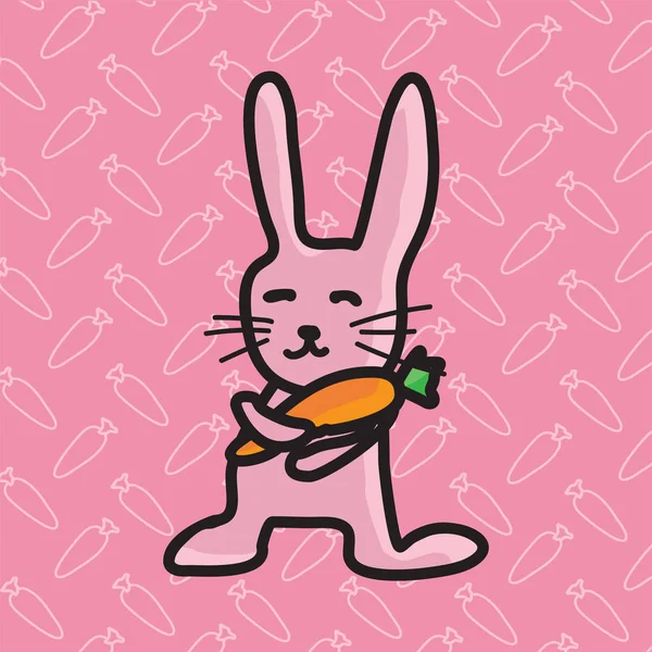 Conejo sosteniendo un vector de zanahoria ilustración . — Vector de stock