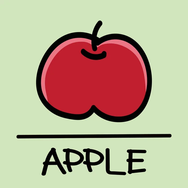 Carino stile disegnato a mano mela, Illustrazione vettoriale . — Vettoriale Stock