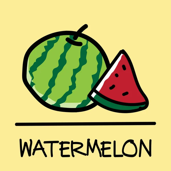 Schattig watermeloen handgetekende stijl, vectorillustratie. — Stockvector