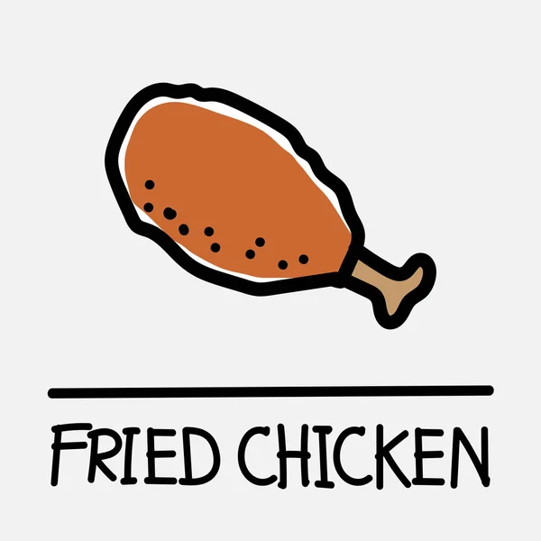 Mignon poulet frit style dessiné à la main, illustration vectorielle . — Image vectorielle