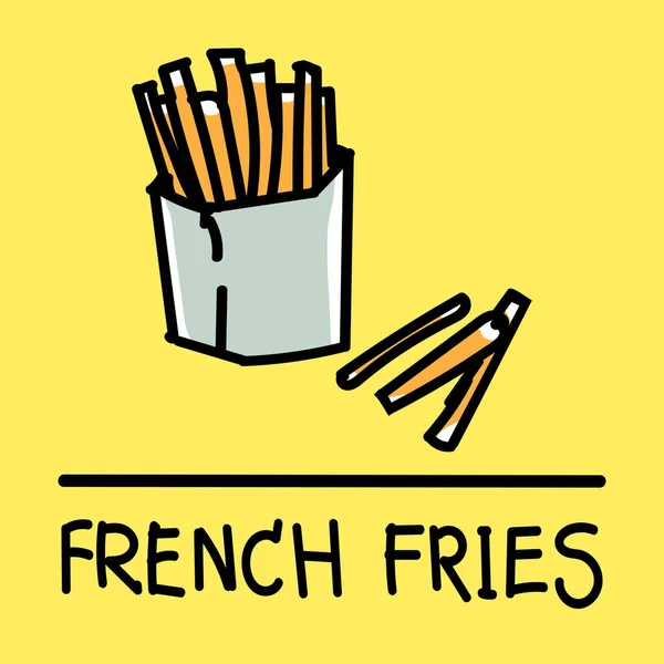 Fritas francesas bonitos estilo desenhado à mão, ilustração vetorial . — Vetor de Stock