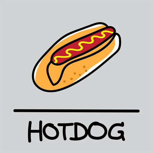 Joli hot-dog. style dessiné à la main, illustration vectorielle . — Image vectorielle