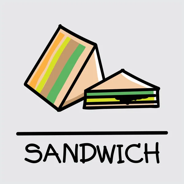 Lindo sandwich. estilo dibujado a mano, ilustración vectorial . — Vector de stock