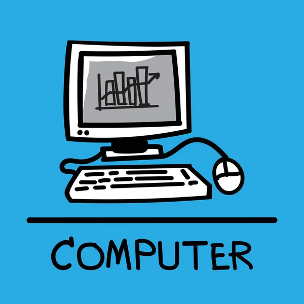 Handgezeichneter Computerstil. — Stockvektor