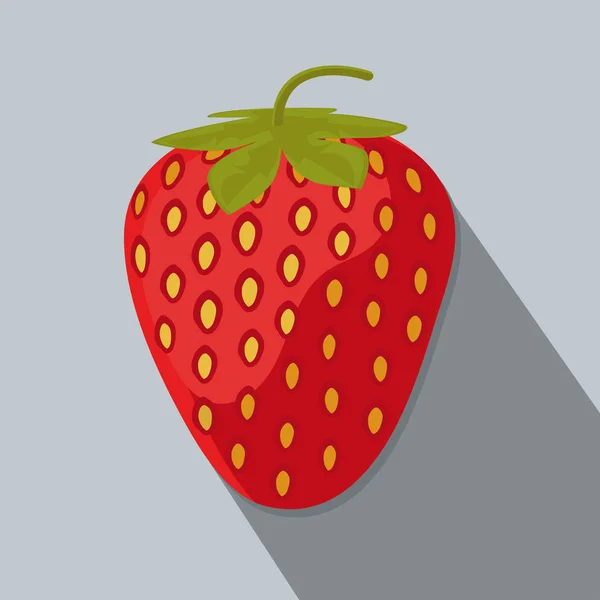 Fresa Estilo plano de fruta dulce, ilustración vectorial . — Vector de stock