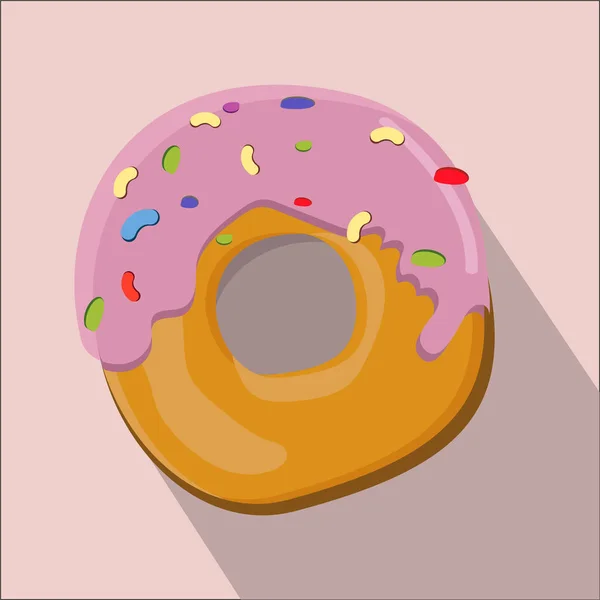 Donut aislado estilo plano vector ilustración . — Vector de stock