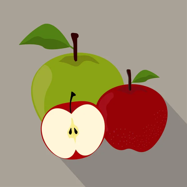 Appels geïsoleerd, het pictogram van de appels, vector illustratie. — Stockvector