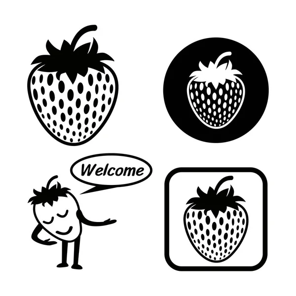 Fresa icono vector esquema conjunto . — Vector de stock