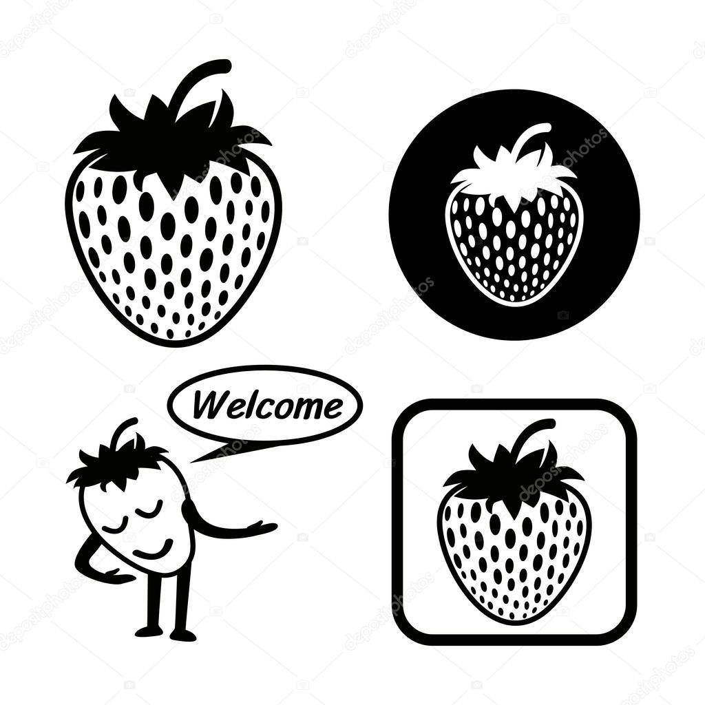 Strawberry icon vector outline set.