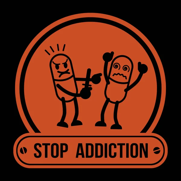 No Drug label Campaign, Stop Addiction Anfetamina, ilustración vectorial . — Archivo Imágenes Vectoriales