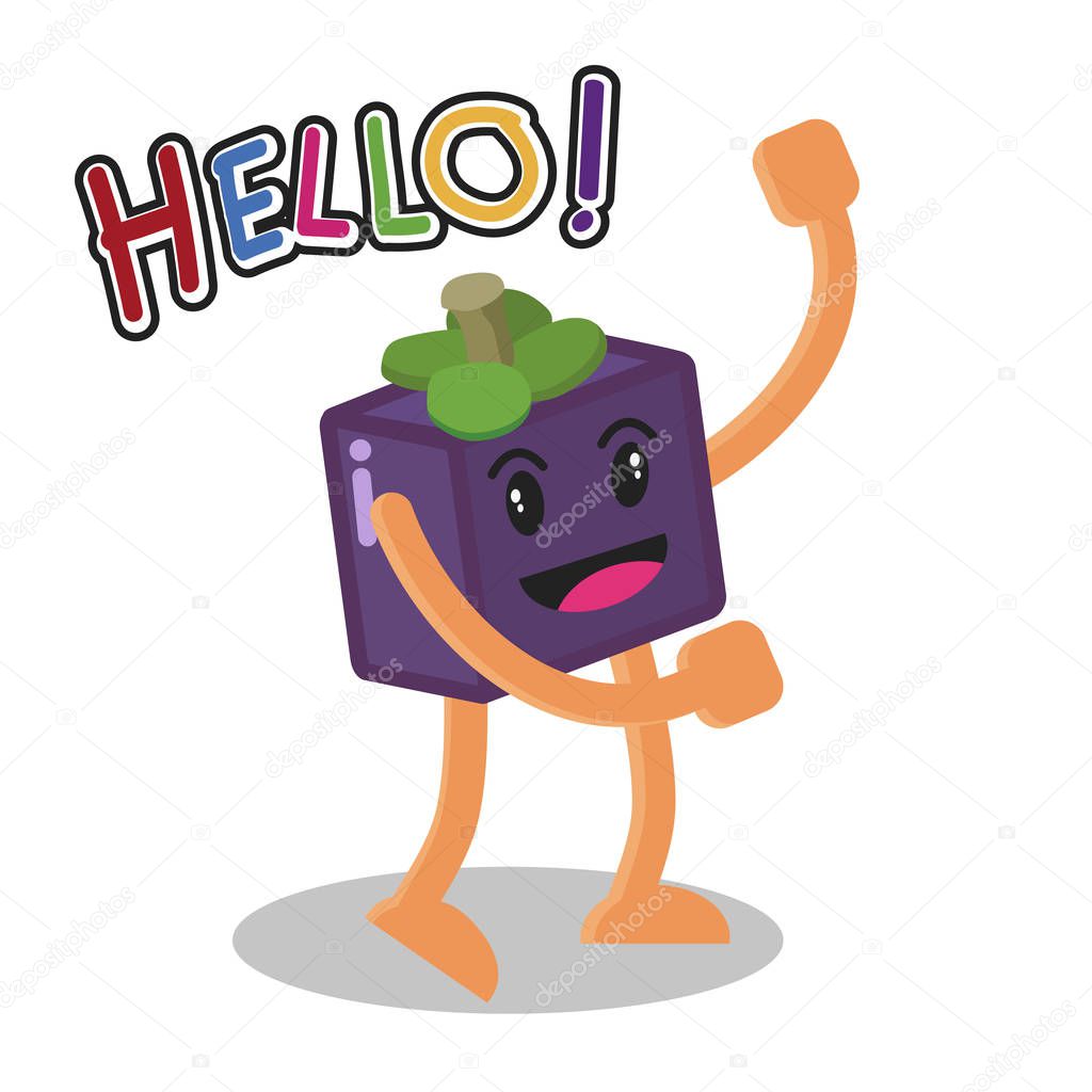 Smiling Mangosteen Fruit Cartoon Mascot Character Isolated On White Background.