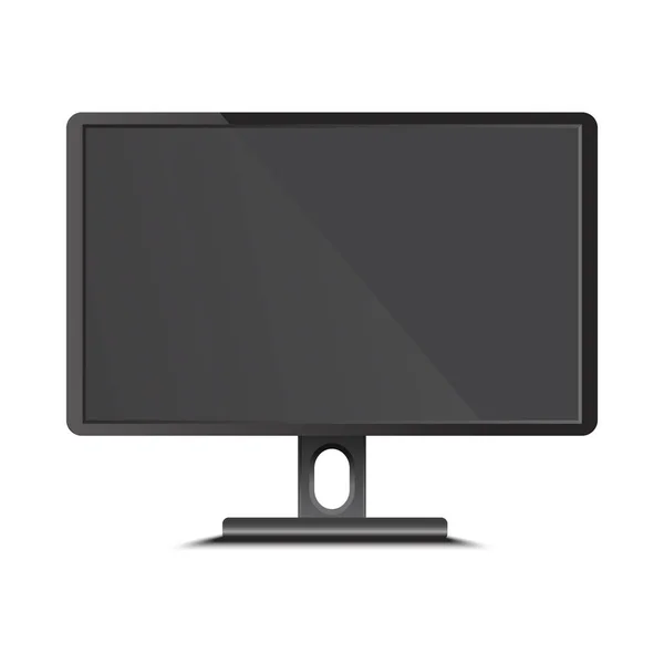 Pantalla led plana negra de computadora o TV aislada sobre fondo blanco . — Archivo Imágenes Vectoriales