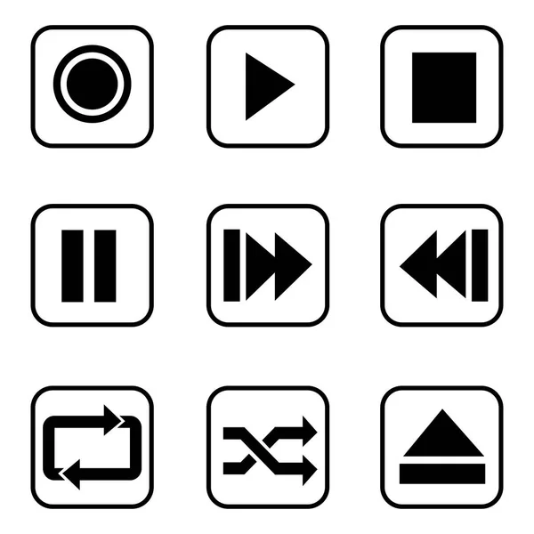 Botones del reproductor multimedia iconos sobre fondo blanco . — Vector de stock