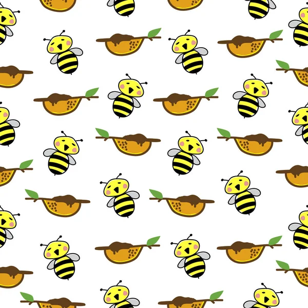Μέλισσα μοτίβο απρόσκοπτη υπόβαθρο. — Διανυσματικό Αρχείο