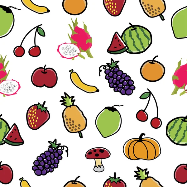 Ovoce a zelenina vzor bezešvé pozadí. — Stockový vektor