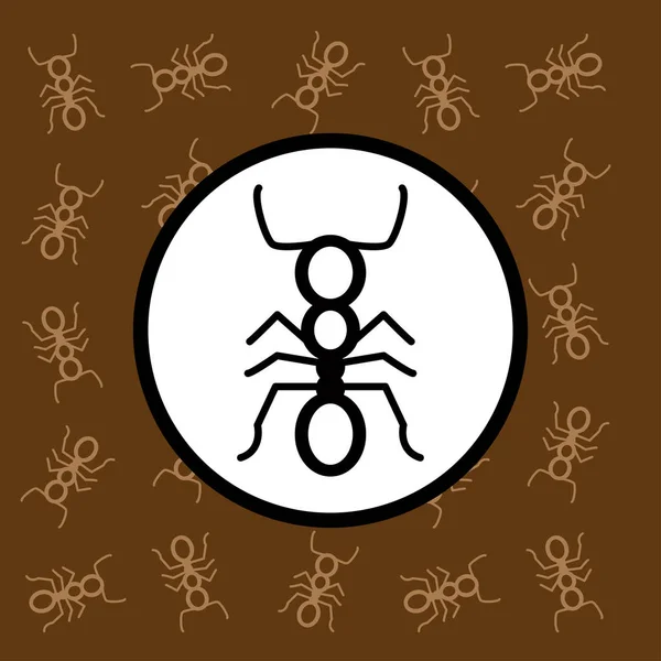 Sinal de ícone de formiga e símbolo no fundo marrom — Vetor de Stock