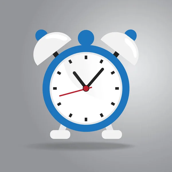 Ébresztő óra ikon lapos stílusú szürke háttér — Stock Vector