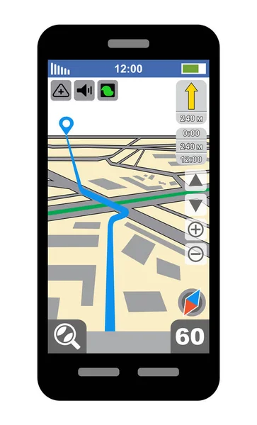 Smartphone com navegador GPS — Vetor de Stock