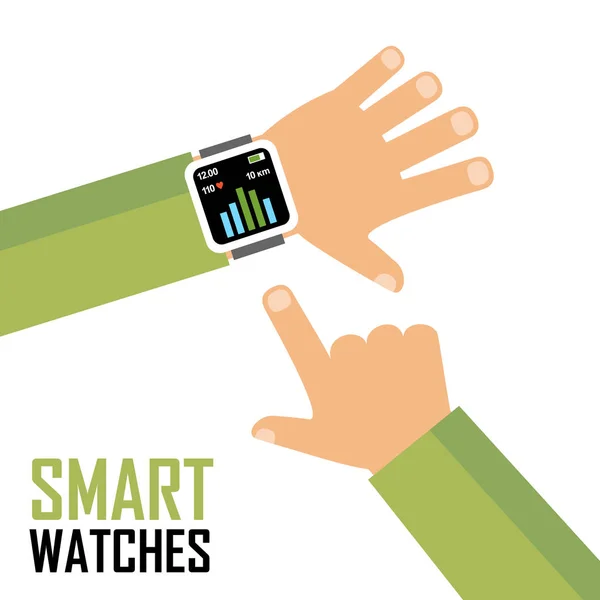 Smartwatch em um pulso. Aplicação de rastreador de aptidão — Vetor de Stock