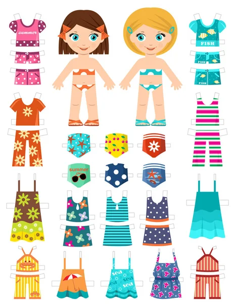 Paper dolls. Vector — Stock Vector