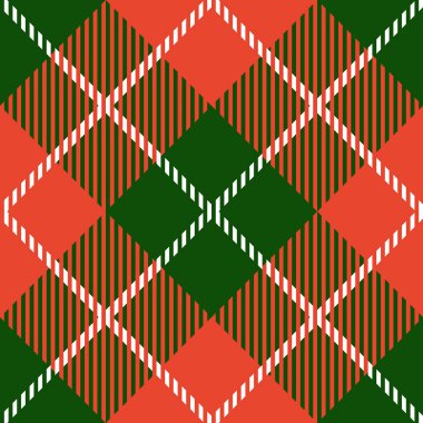 Noel tartan sorunsuz vektör desen sırıtış ve kırmızı renklerde