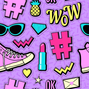 Vektör neon pop arka plan 80'li 90'lı yılların