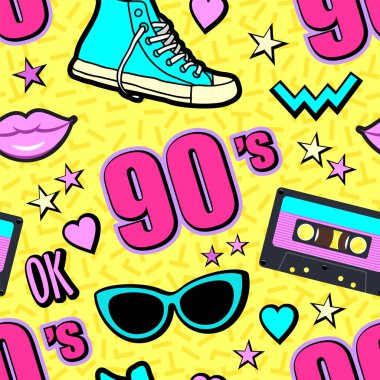 Vector neon pop background 80s, 90s clipart