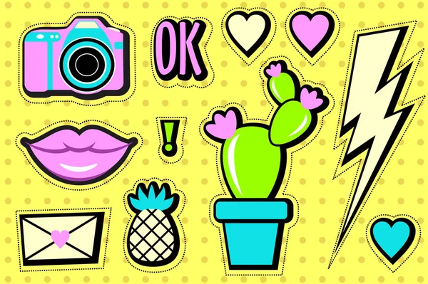 Stickers instellen 90s — Stockvector