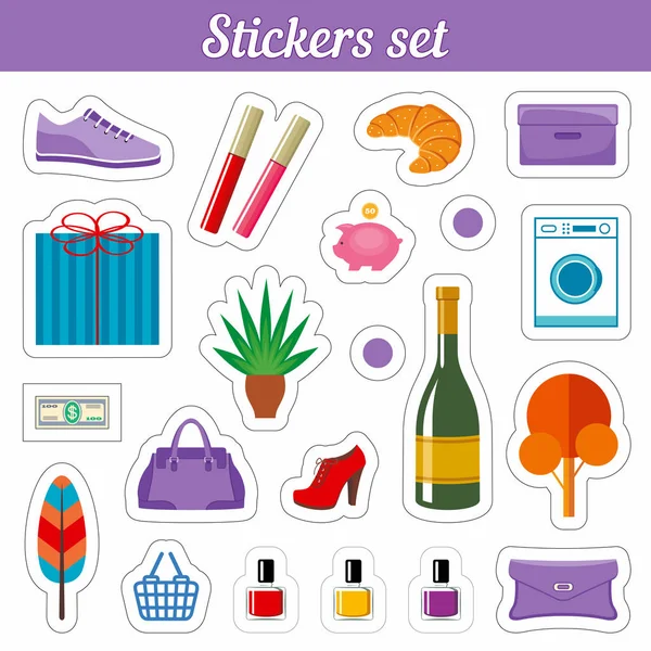 Stickers set. Cartoon patch badges. — Stock Vector