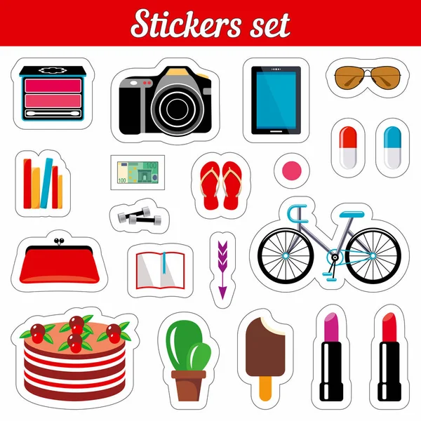 Stickers set. Cartoon patch badges. — Stock Vector