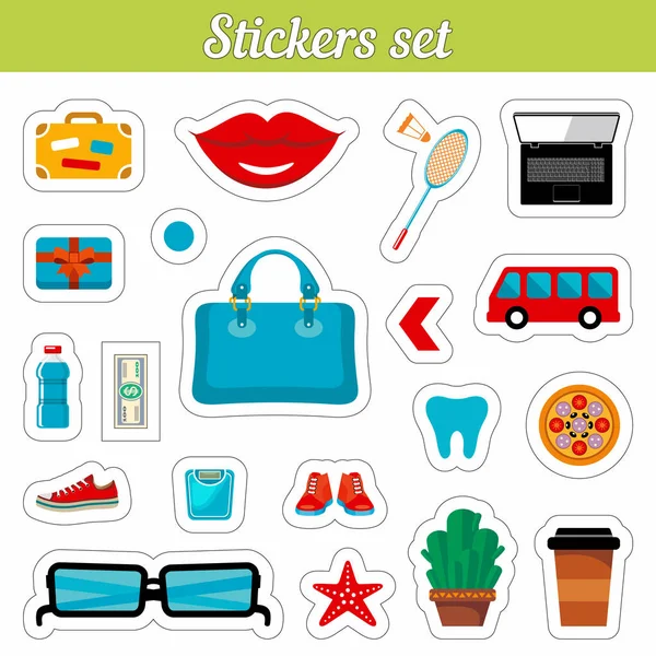 Stickers set. Cartoon patch badges — Stock Vector