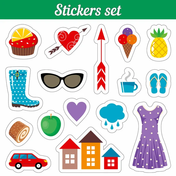 Stickers set. Cartoon patch badges — Stock Vector