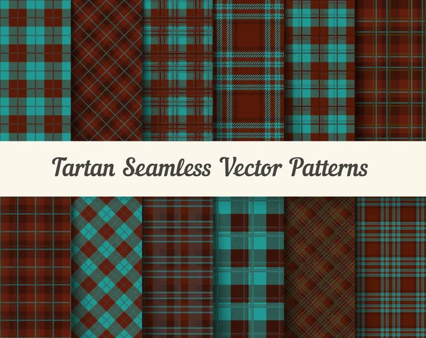 Tartan folytonos vector minták barna és kék színben — Stock Vector