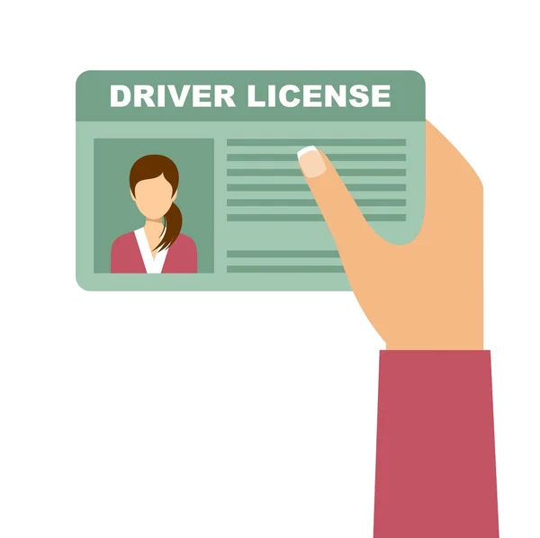 Woman hand holding car driving license — Stock Vector