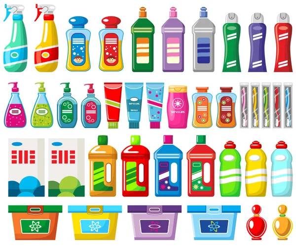 Set of household chemicals and cleaners — Stock Vector