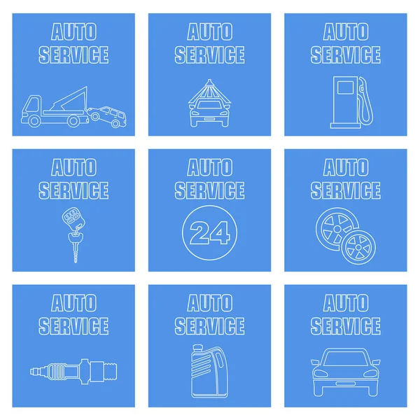 Outline set autoservice icons — Stock Vector