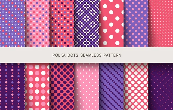 Seamless patterns polka dots set — Stock Vector