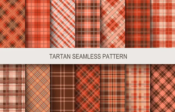 Tartan seamless vector patterns in brown and red colors — Stock Vector