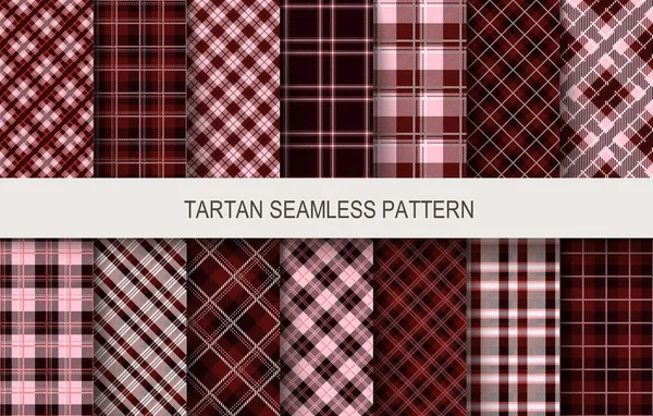 Tartan seamless vector patterns in dark colors. Vector illustration — Stock Vector