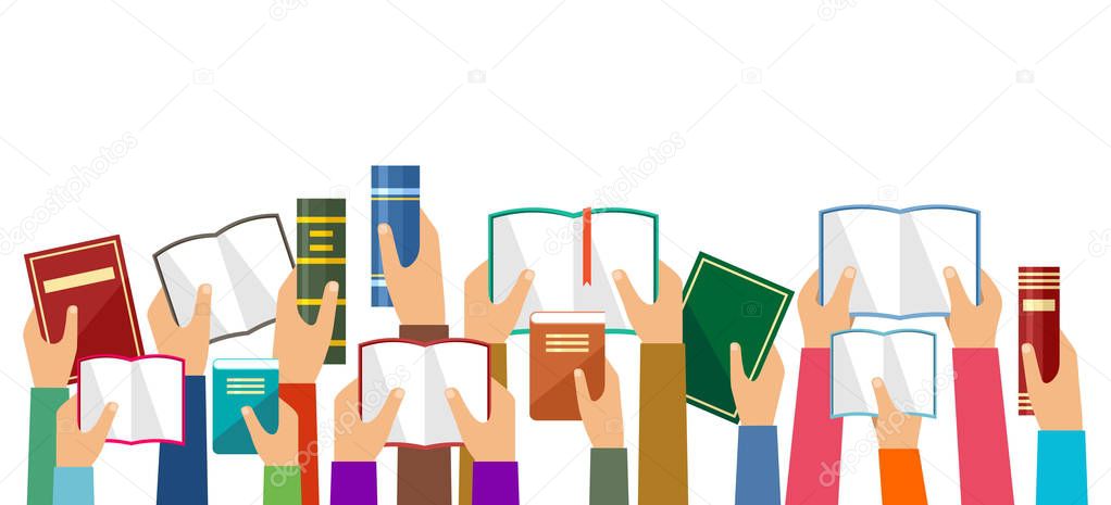 Hands hold books