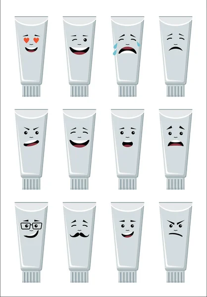 Set of tubes icons, smiling, emoji — Stock Vector