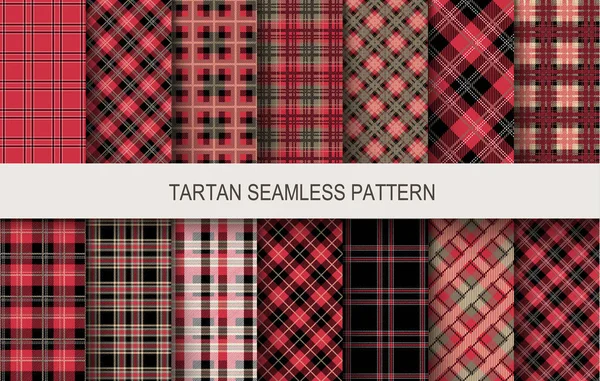 Padrões sem costura Tartan em cores vermelhas e pretas —  Vetores de Stock