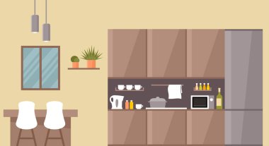 Mutfağın içi. Yemek masası.. 