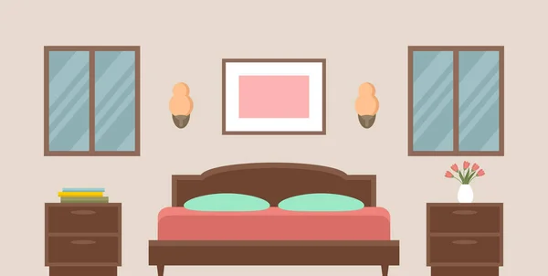 Interior del dormitorio . — Vector de stock