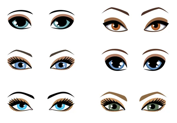Set of woman eyes of different colors — Stock Vector