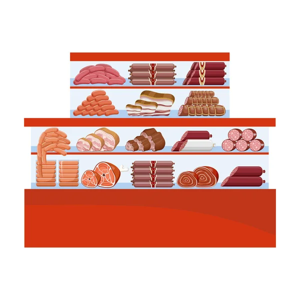 Shop Bread Products Counter Seller Holds Bagels Vector Flat Illustration — 스톡 벡터