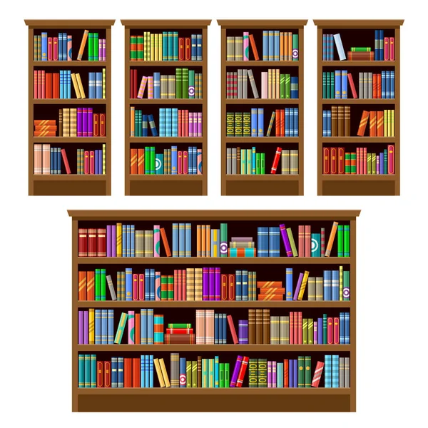 Bücherregale Auf Weißem Hintergrund Möbel Vektor Illustratio — Stockvektor
