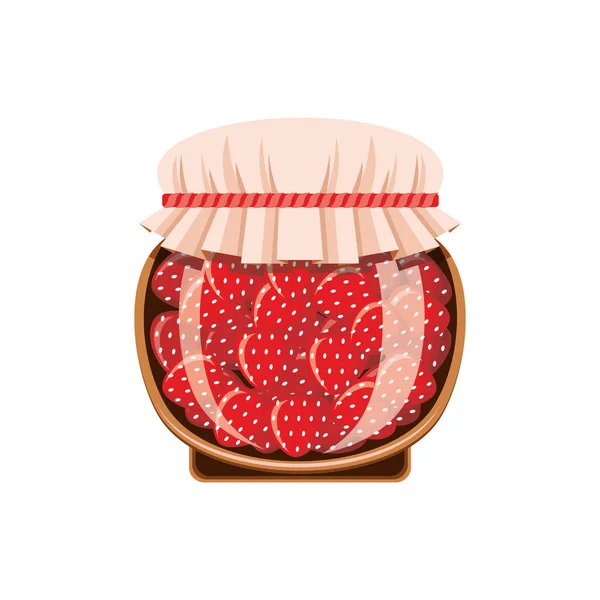 Glas Erdbeermarmelade Auf Weißem Hintergrund Vektorillustration — Stockvektor
