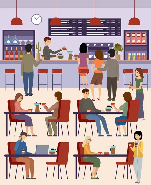 Gente Café Hora Del Almuerzo Bebidas Hora Del Café Ilustración — Vector de stock