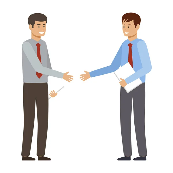 Handshake Two Businessmen Want Shake Hands Cooperation Vector Flat Illustration — Stock Vector